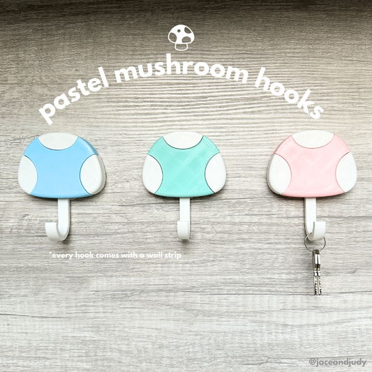 Pastel Button Mushroom Wall Key Hook