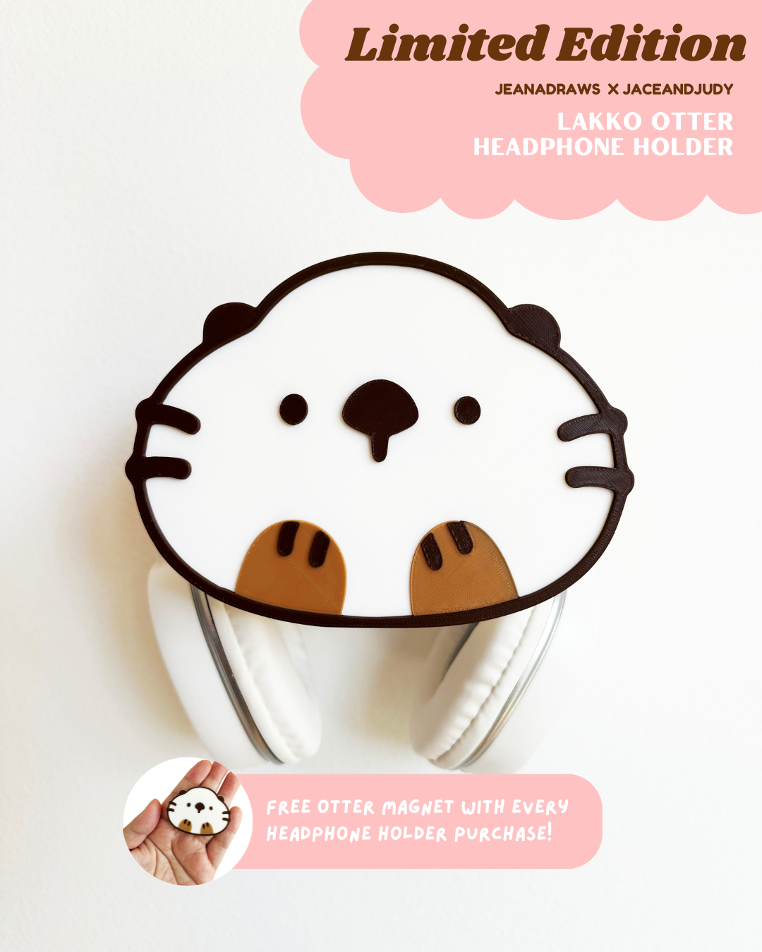Lakko the Otter & White Rabbit Candy Headphone Holder - JeanaDraws Exclusive