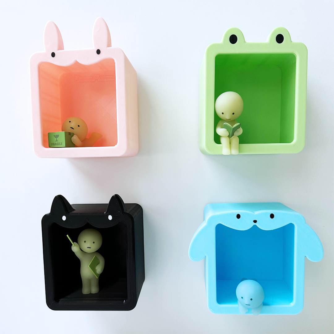 Animal Trinket Shrine Shelf Display Box - Frog, Bunny, Dog, Cat