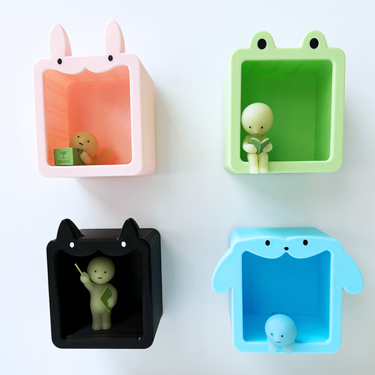 Animal Trinket Shrine Shelf Display Box - Frog, Bunny, Dog, Cat
