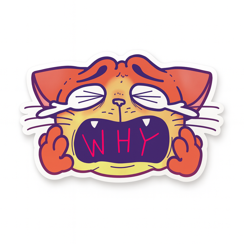 Why Cat Sticker by Sakeozo