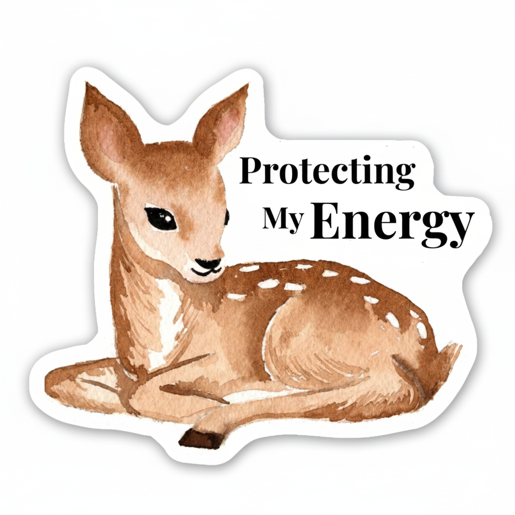 Protecting My Energy Deer Sticker by Hiroko I.