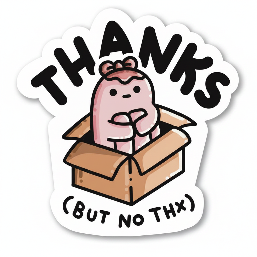 Thanks but No Thx Sticker by Clare N.