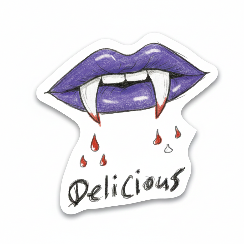 Vampire Sticker "Delicious" by Wilda W.