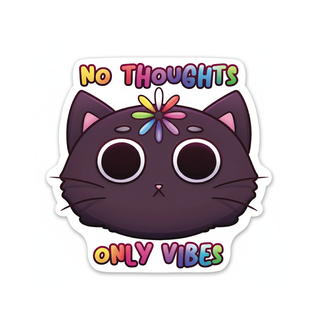 No Thoughts Only Vibes Sticker by Glazed Mochi