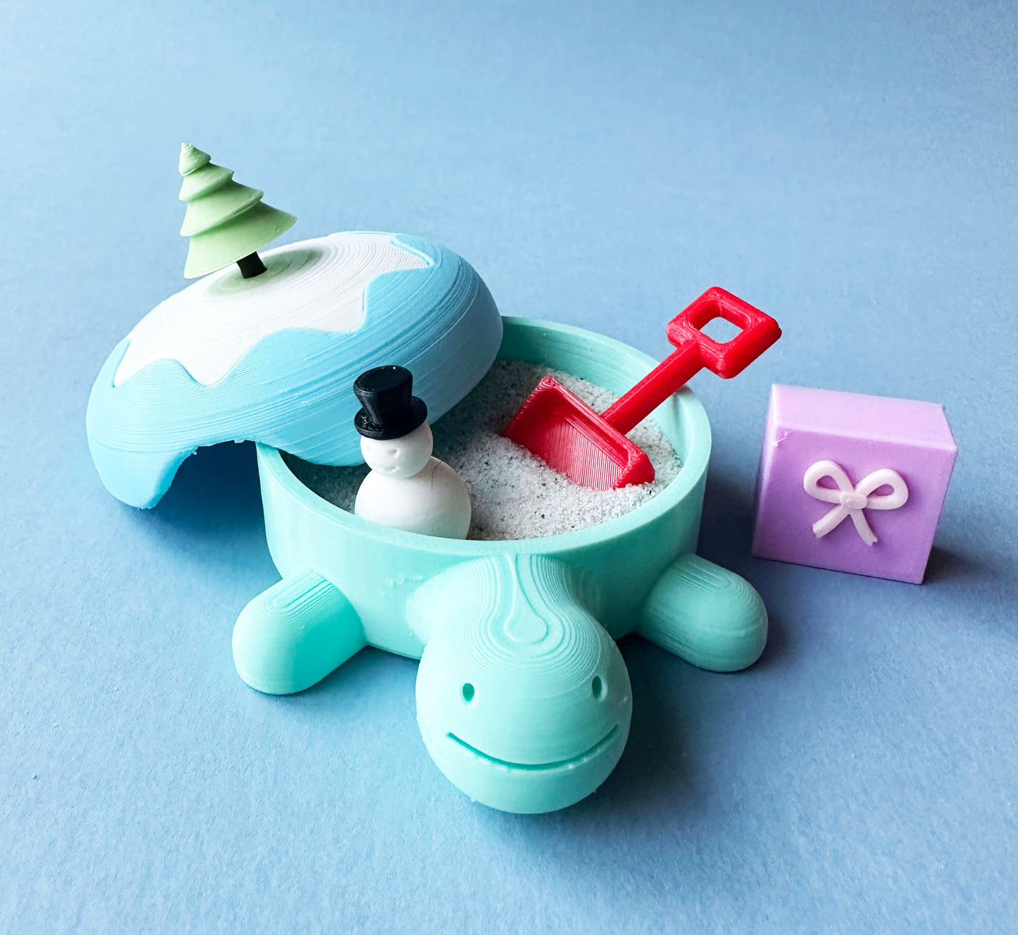 Christmas Carey the Desktop Sandbox Turtle with Sand / Sand Slime