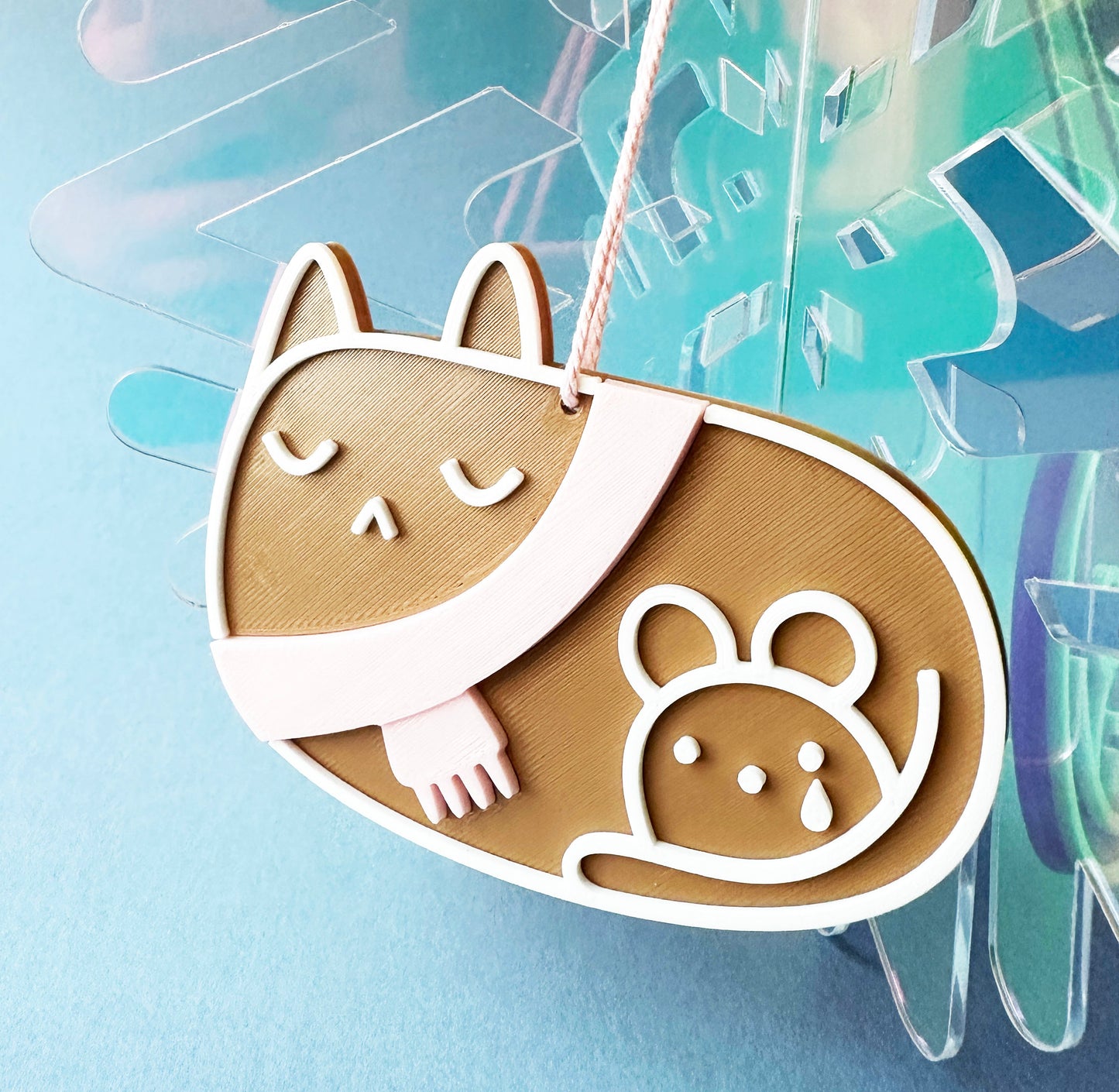 Gingerbread Cat and Dog Christmas Holiday Tree Ornament