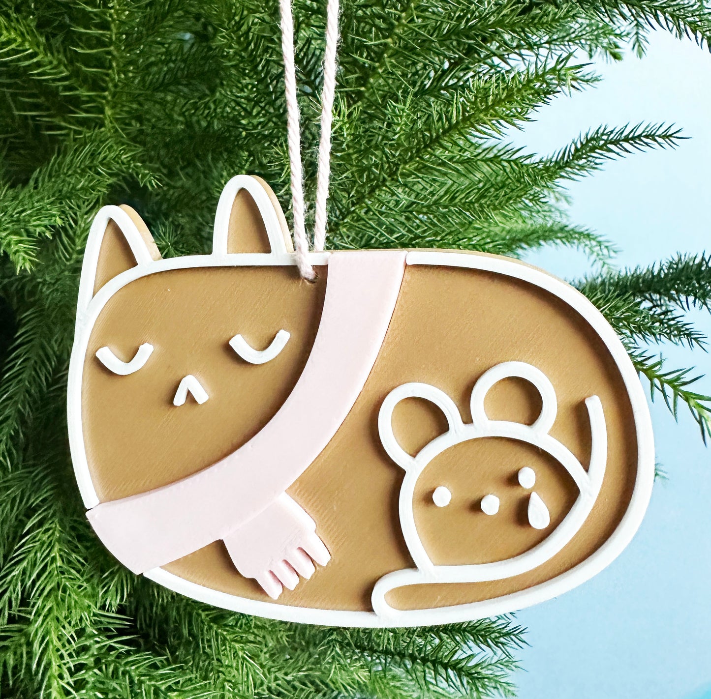 Gingerbread Cat and Dog Christmas Holiday Tree Ornament