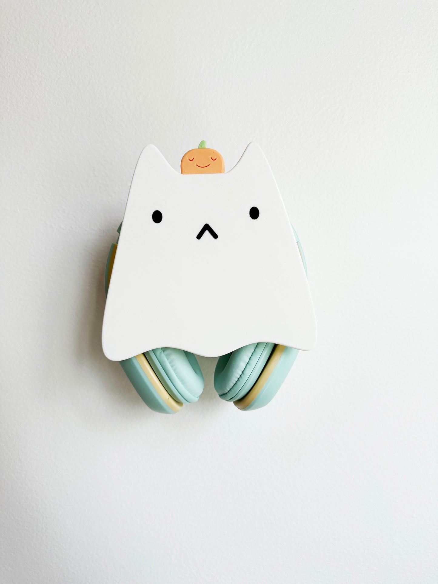 Ghost Cat Headphone Holder with Baby Pumpkin