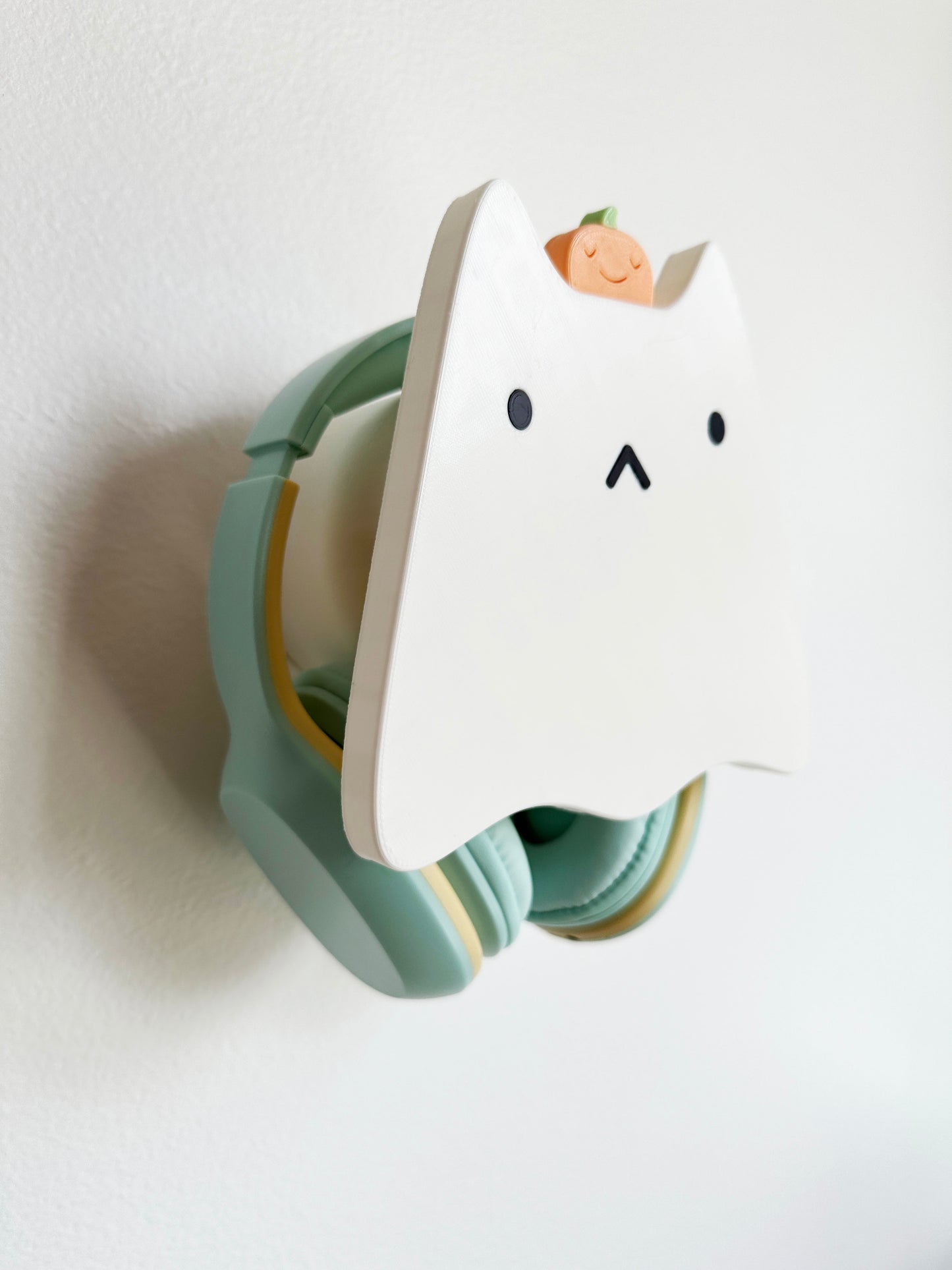 Ghost Cat Headphone Holder with Baby Pumpkin