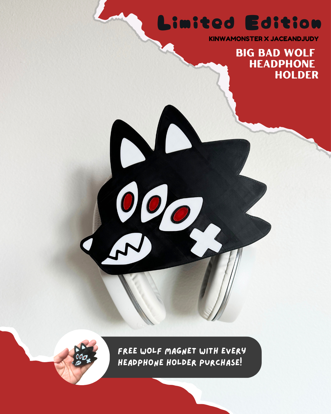 Matcha Bear & Big Bad Headphone Holder - Kinwamonster Exclusive