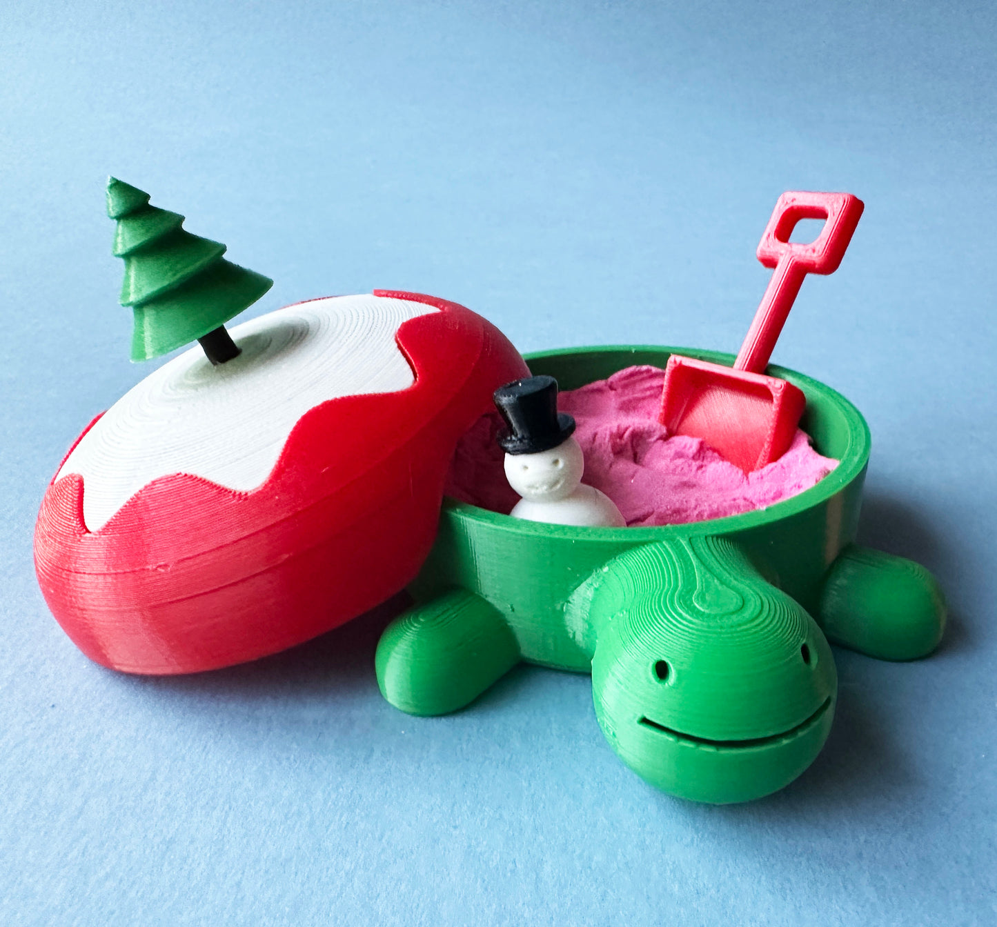 Christmas Carey the Desktop Sandbox Turtle with Sand / Sand Slime