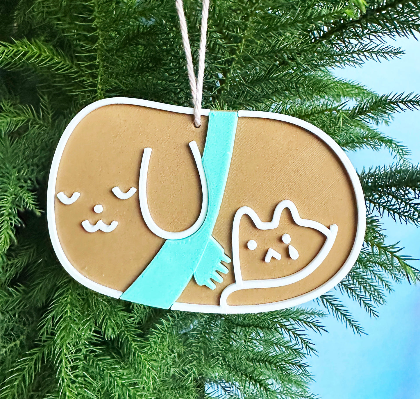 Gingerbread Cat and Dog Christmas Holiday Tree Ornament
