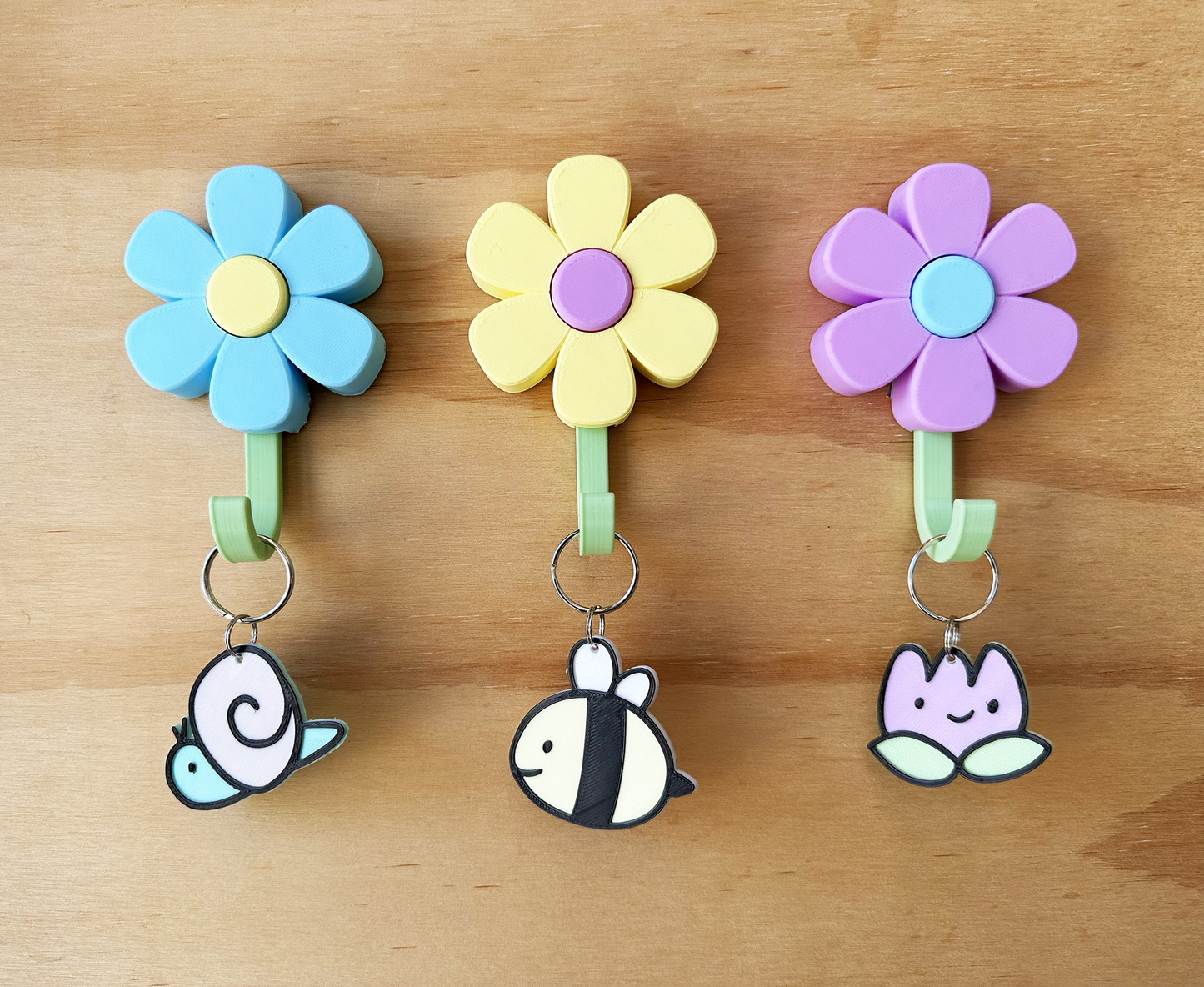Pastel Daisy Flower Wall Hooks