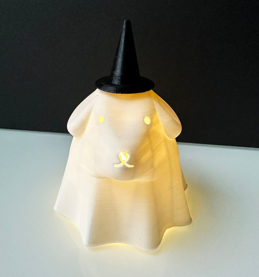Ghost Dog Tea Light Lamp with Witch Hat