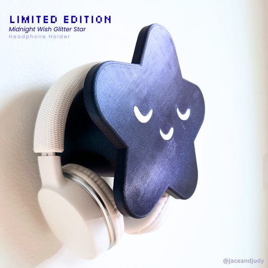 LIMITED EDITION - Starry Star Headphone Holder in Midnight Wish (Glitter Navy Blue)