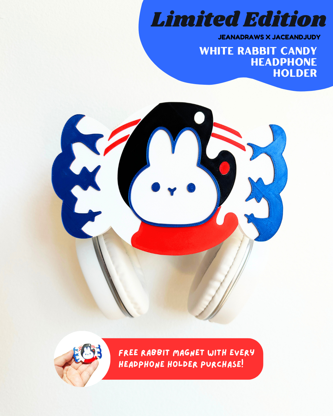 Lakko the Otter & White Rabbit Candy Headphone Holder - JeanaDraws Exclusive