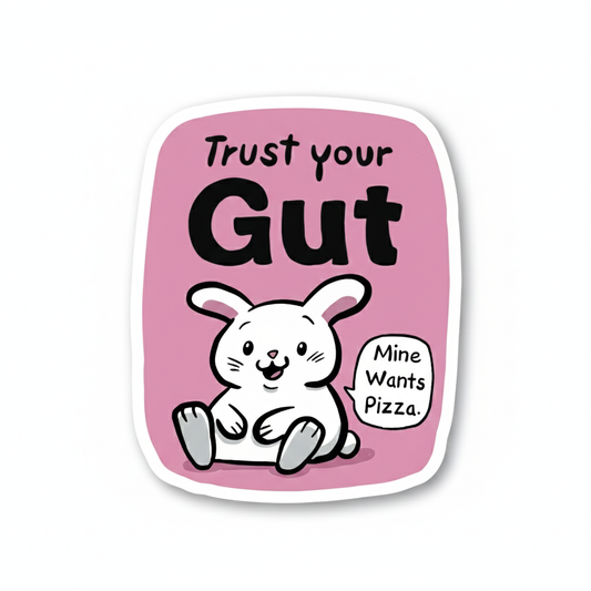Trust Your Gut Bunny Sticker by Ryan Sias