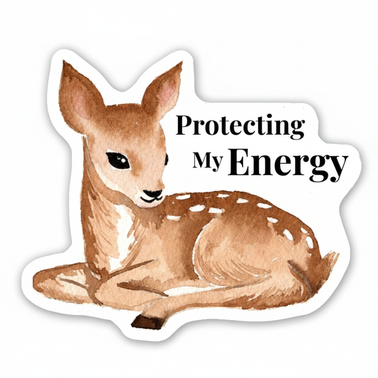Protecting My Energy Deer Sticker by Hiroko I.