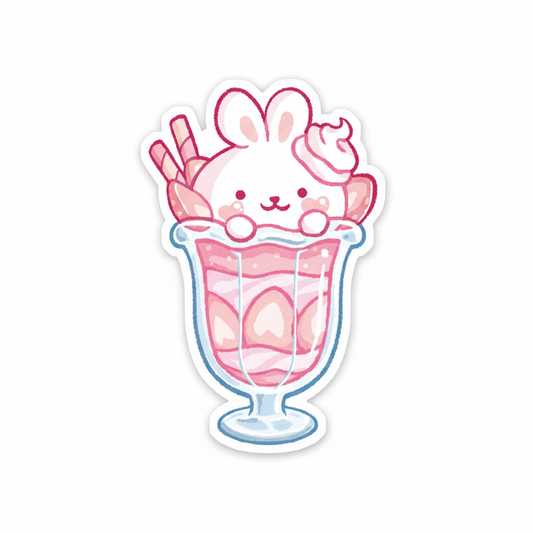 Strawberry Bunny Parfait Sticker by Torii E.