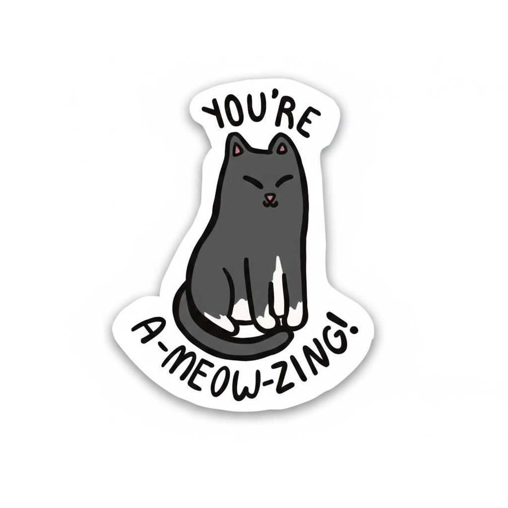 You're Ameowzing Cat Sticker by Em Poole
