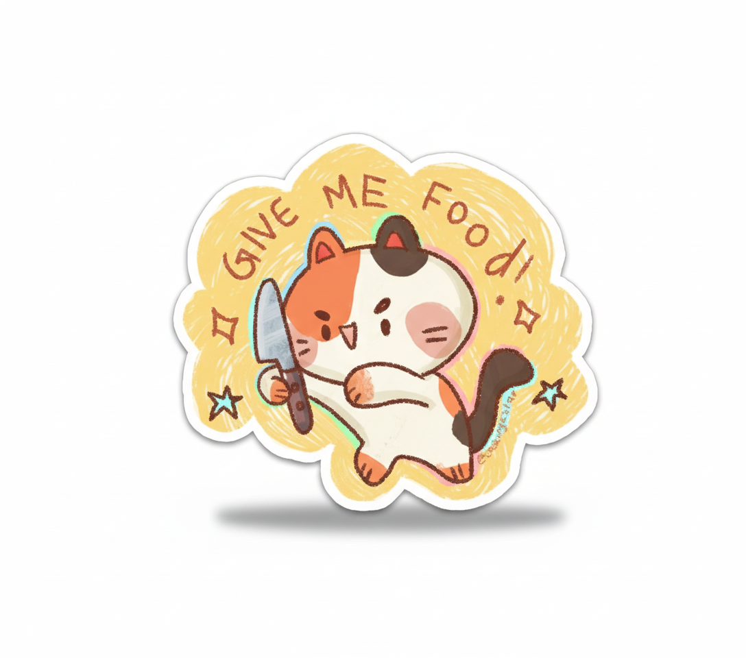 Give Me Food Cat Sticker by by Cooking Kstar