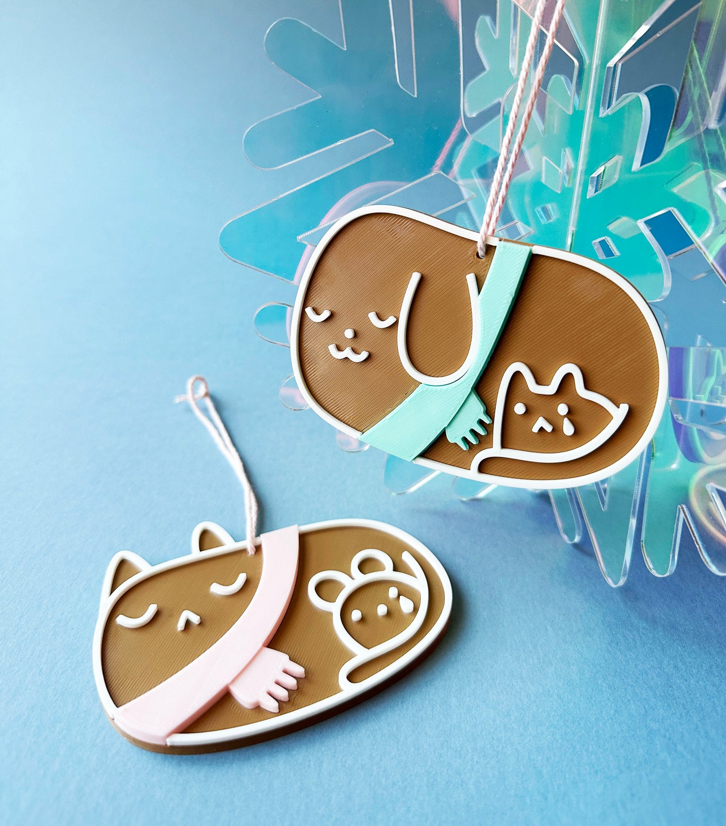 Gingerbread Cat and Dog Christmas Holiday Tree Ornament