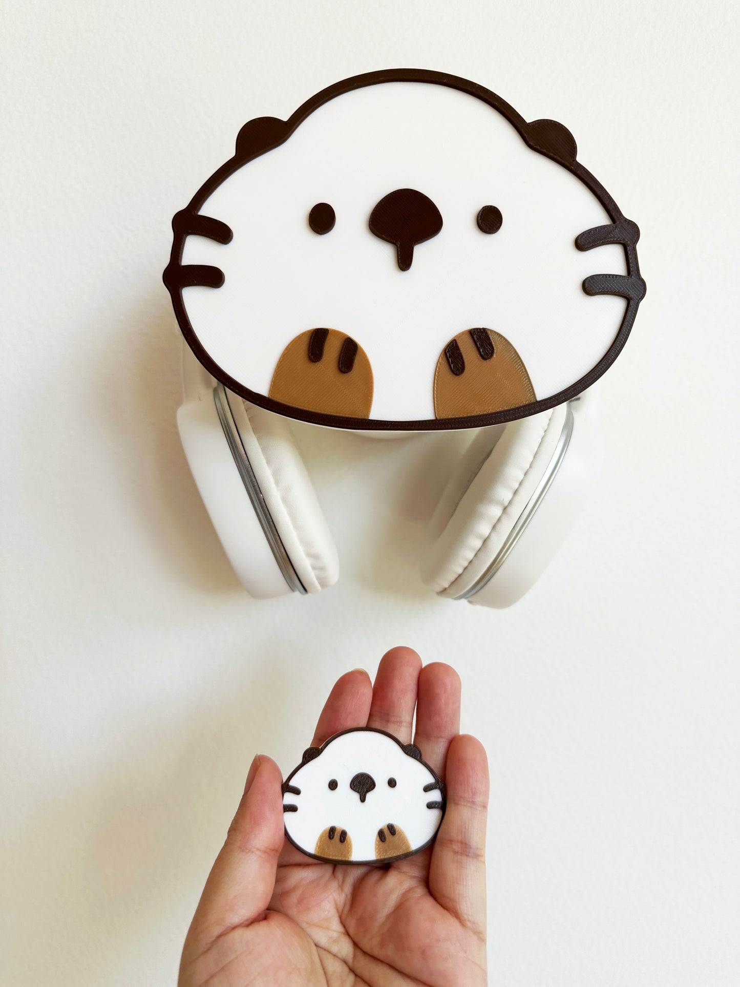 Lakko the Otter & White Rabbit Candy Headphone Holder - JeanaDraws Exclusive