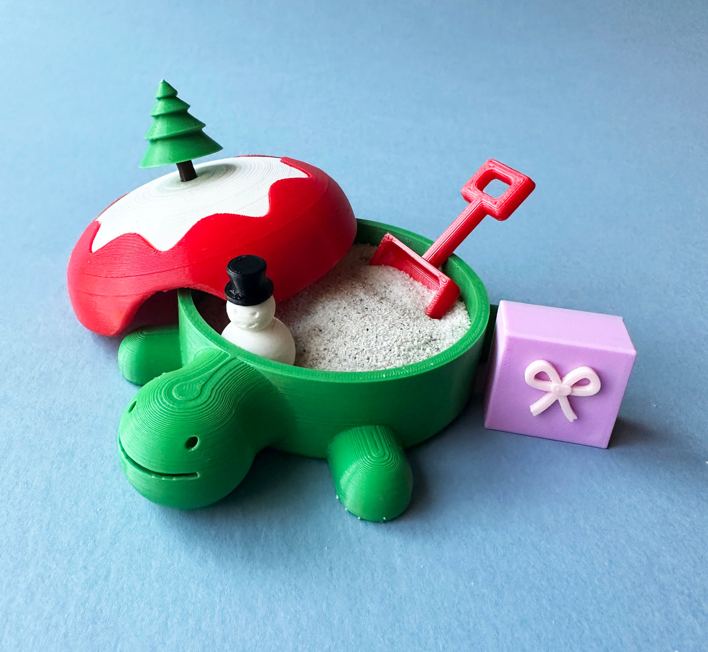 Christmas Carey the Desktop Sandbox Turtle with Sand / Sand Slime