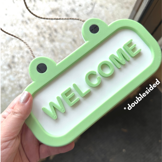 Double Sided Froggy Sign - "Welcome" / "Go Away"