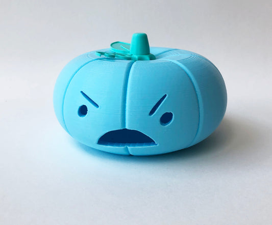 Angry Pastel Blue Halloween Pumpkin Jack O Lantern