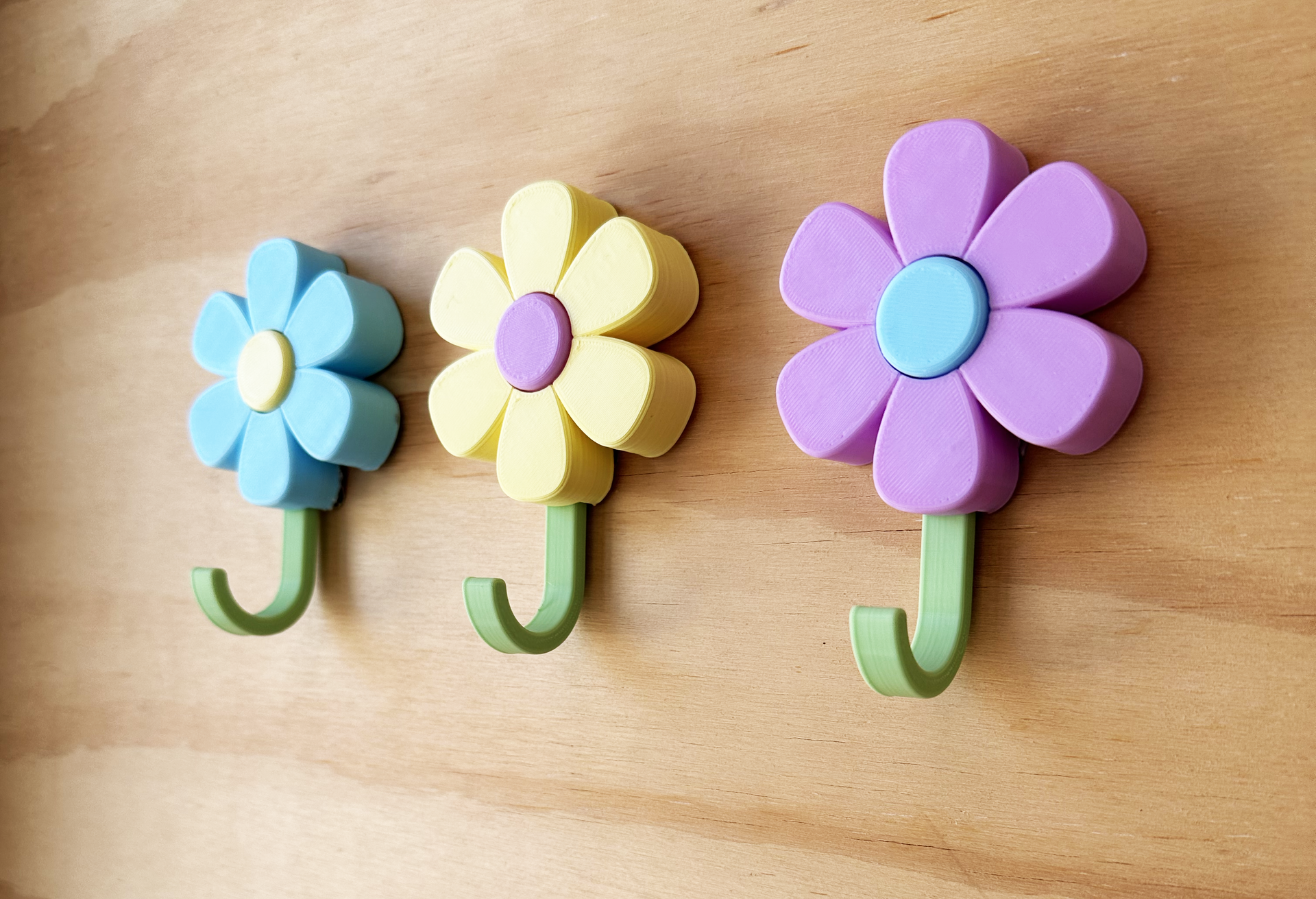 Pastel Daisy Flower Wall Hooks Jace and Judy