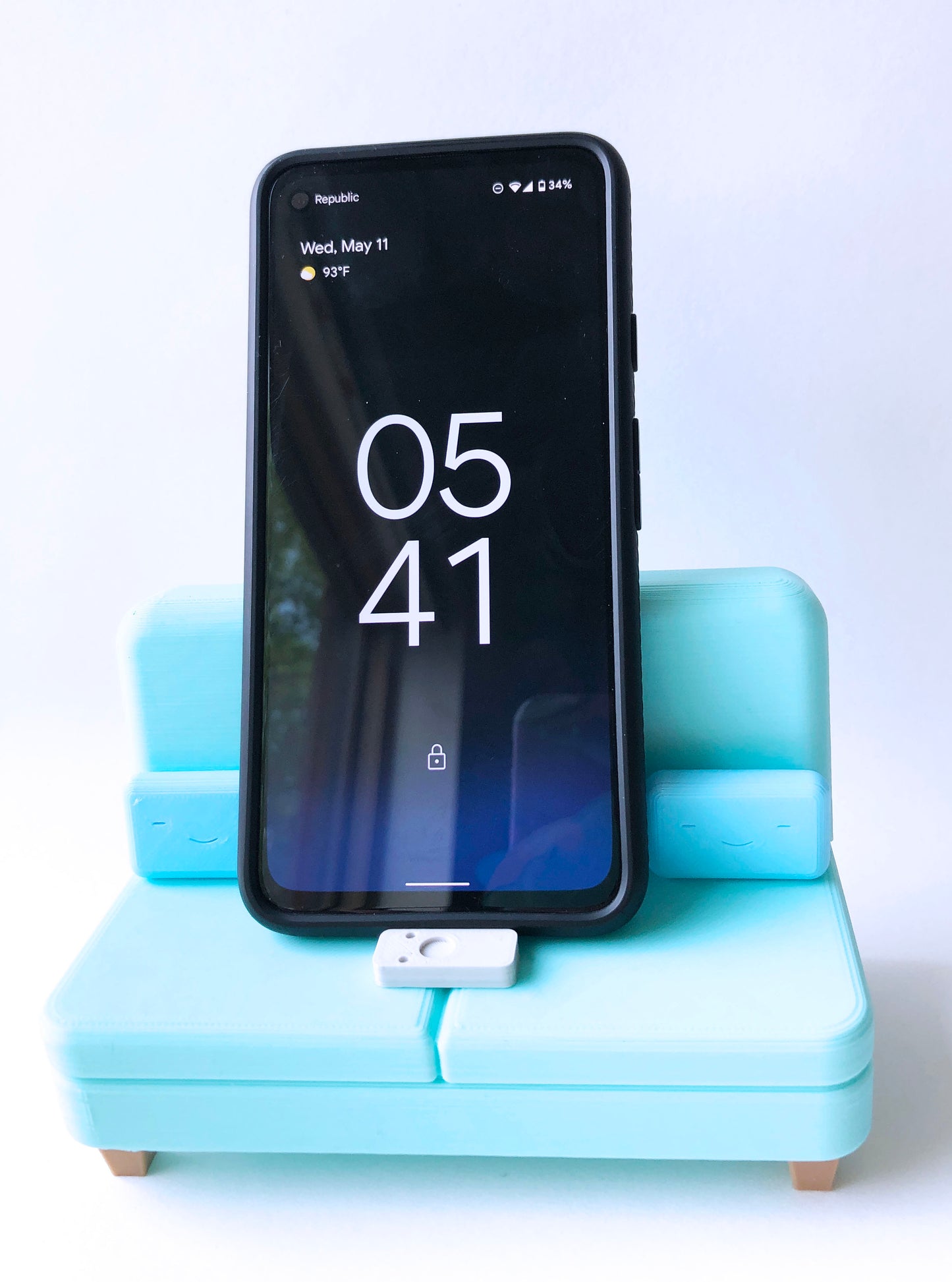 The Colab Couch Phone Holder with Remote and Pillows